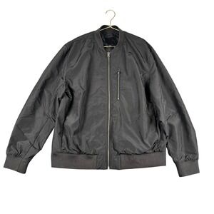 HM Black Bomber Jacket Mens Large Zip Up‎ Lightweight Ribbed Trim 968